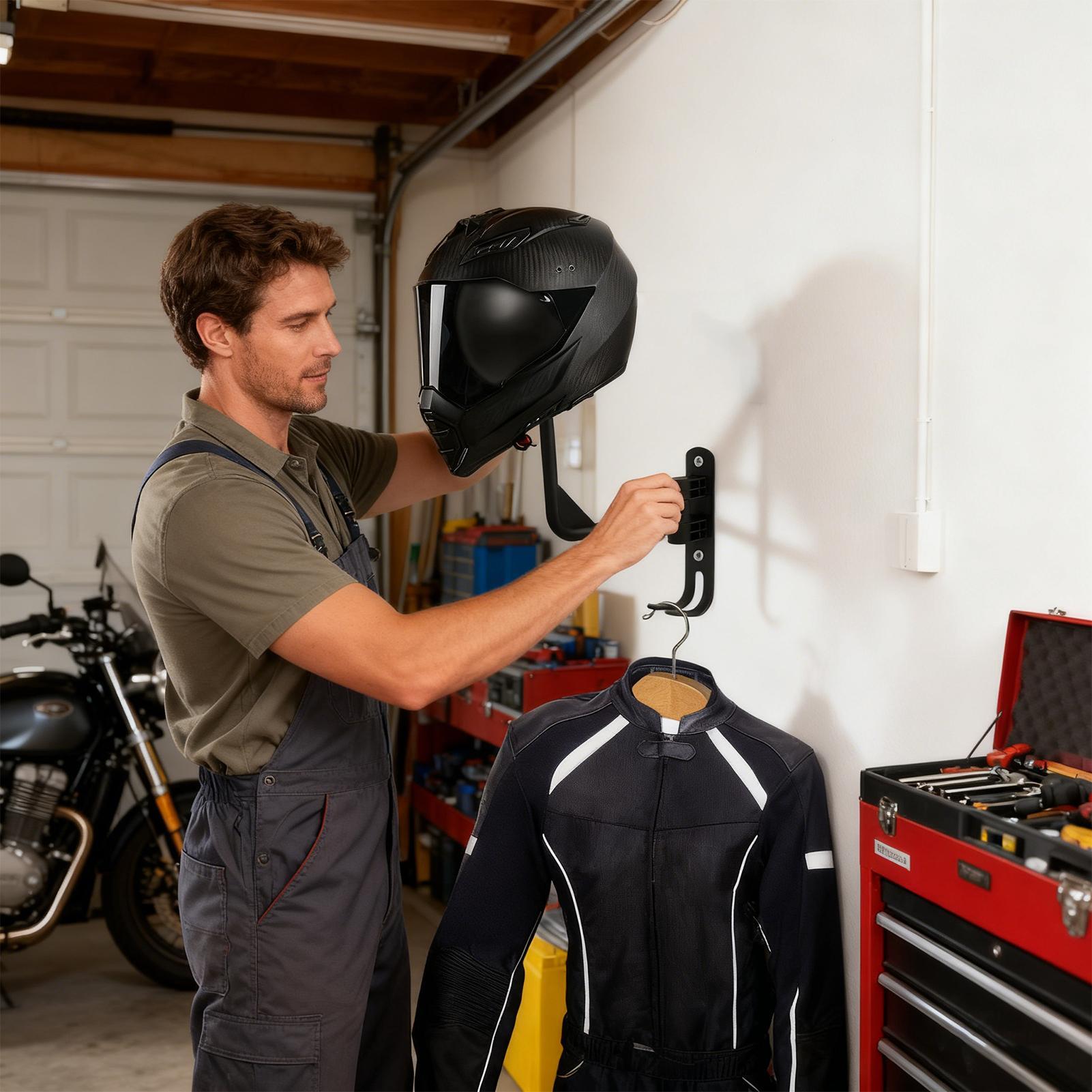 دراجة نارية خوذة هوك الحائط رف - مراجعة Motorcycle Gear Display Rack وسعره