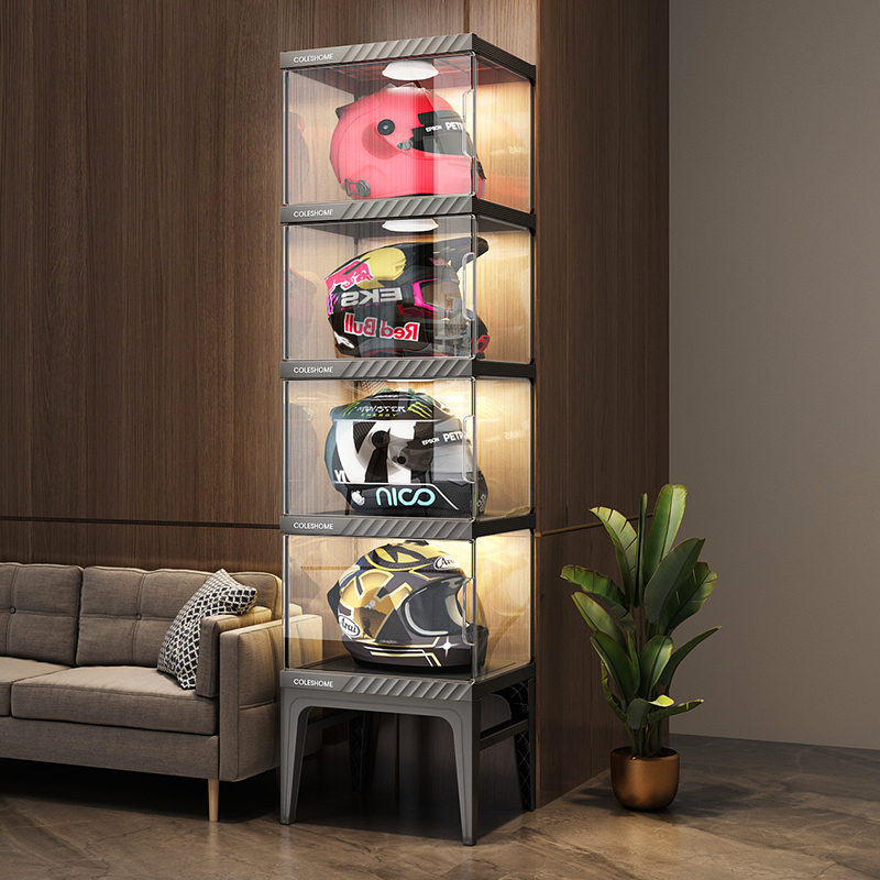 خزانة تخزين خوذة الدراجة النار - مراجعة Motorcycle Gear Display Rack وسعره